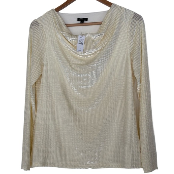 Talbots Cream Cowl Neck Blouse, Delicate Chenille with a Festive Shimmer, NWT - Picture 1 of 5